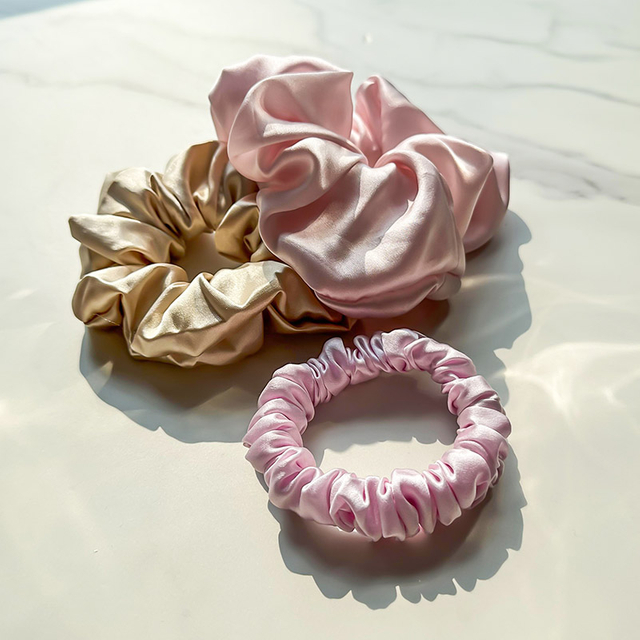 Ensemble de chouchous en soie luxueux et respectueux des cheveux, attache pour cheveux en soie 22 Momme, 100% Pure mûre, 22 Momme, chouchou 100% Pure soie