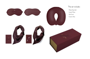 Cas 4 : Ensemble masque pour les yeux, oreiller pour le cou et foulard en soie 